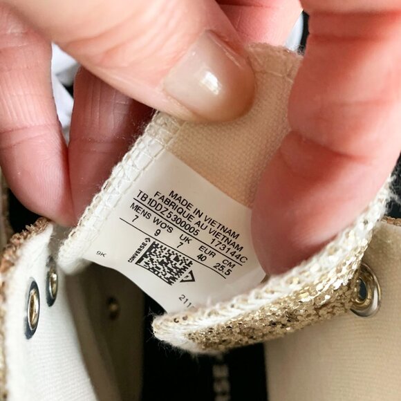 Converse Chuck Taylor All Star High Top Gold Glitter Size: Women's 9/Men's 7 - Picture 4 of 7